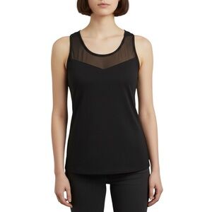 Halogen Black Mesh Panel Sleeveless Tank Top Medium Minimalist Edgy